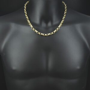 9ct Yellow Gold Gemstone Gypsy Link Chain 20″ 8mm