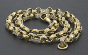 9ct Yellow Gold Gemstone Gypsy Link Chain 20″ 8mm