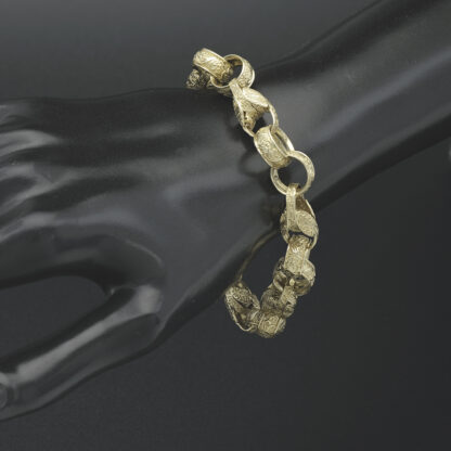 9ct Yellow Gold Patterned Belcher And Tulip Bracelet 8.5″ 12mm - Image 3
