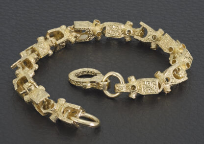 9ct Yellow Gold Toy Link Bracelet 7″ 8mm - Image 2