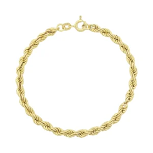 9ct Yellow Gold Rope Bracelet 7″ 4mm