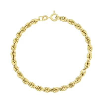 9ct Yellow Gold Rope Bracelet 7″ 4mm