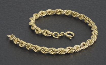 9ct Yellow Gold Rope Bracelet 7″ 4mm - Image 4