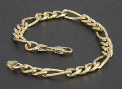 9ct Yellow Gold Figaro Bracelet 8″ 6.5mm - Image 2