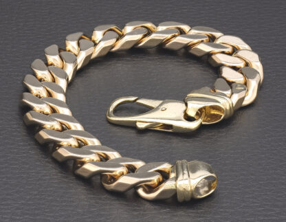 9ct Rose & Yellow Gold Curb Bracelet 9.5" 13.5mm - Image 4