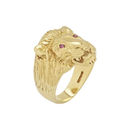 9ct Yellow Gold Gemstone Lion Ring