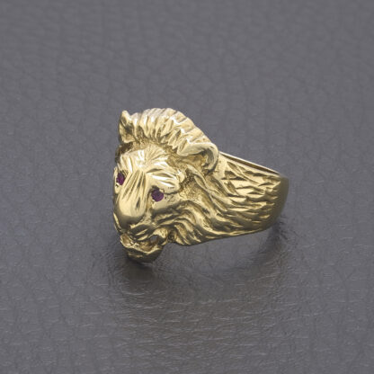 9ct Yellow Gold Gemstone Lion Ring - Image 3