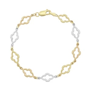 9ct Tricolour Fancy Link Bracelet 7.5″ 8mm