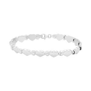 9ct White Heart Shaped Bracelet 7.5″ 6.5mm