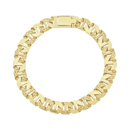 9ct Yellow Gold Marina Link Bracelet 9.5″ 10.5mm