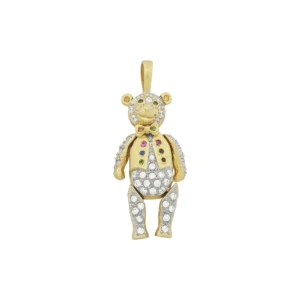 9ct Yellow Gold Gemstone Teddy Bear Pendant