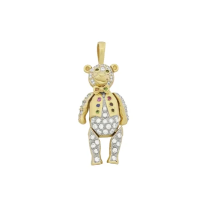 9ct Yellow Gold Gemstone Teddy Bear Pendant