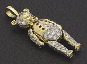 9ct Yellow Gold Gemstone Teddy Bear Pendant