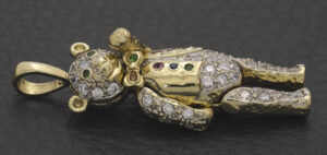 9ct Yellow Gold Gemstone Teddy Bear Pendant