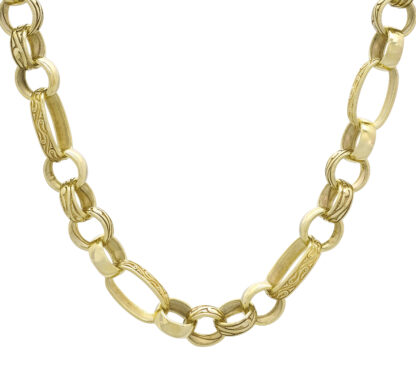 9ct Yellow Gold Round and Oval Belcher Chain 26" 11mm