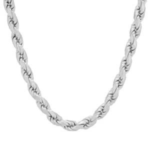 9ct White Gold Rope Chain 26&#8243; 6mm