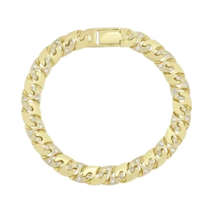 9ct Yellow Gold Gemstone Marina Bracelet 9&#8243; 9mm