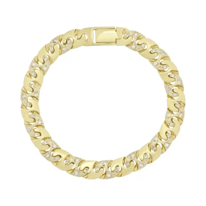 9ct Yellow Gold Gemstone Marina Bracelet 9" 9mm