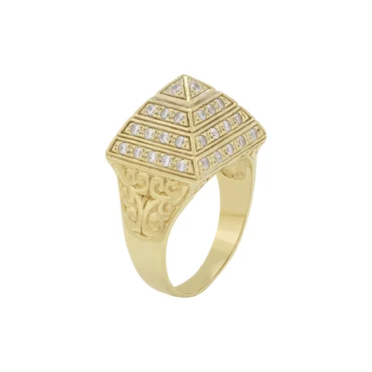 9ct Yellow Gold Gemstone Pyramid Ring