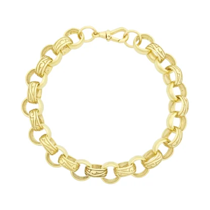 9ct Yellow Gold Belcher Bracelet 11" 13mm