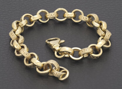 9ct Yellow Gold Belcher Bracelet 8" 8.5mm - Image 4