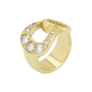 9ct Yellow Gold Gemstone Spanner Ring