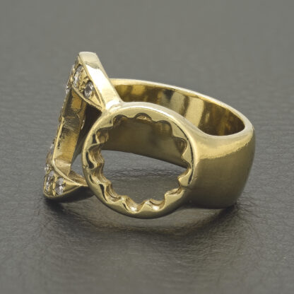 9ct Yellow Gold Gemstone Spanner Ring - Image 2