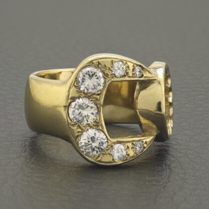 9ct Yellow Gold Gemstone Spanner Ring - Image 4