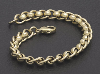 9ct Yellow Gold Roller Ball Bracelet 7.5" 7.5mm - Image 3