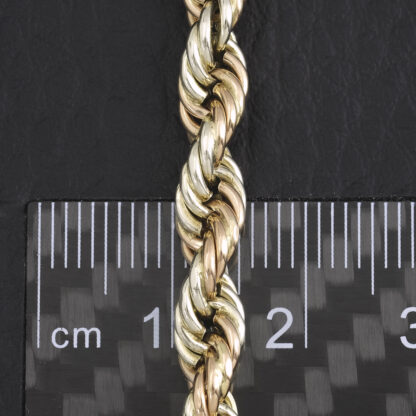 9ct Tri-Colour Gold Rope Bracelet 8" 5mm - Image 4