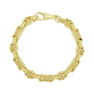 9ct Yellow Gold Stars And Bars Bracelet 8&#8243; 7.5mm