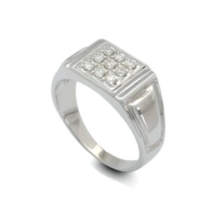 18ct White Gold 0.20ct Diamond Signet Ring