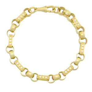 9ct Yellow Gold Gemstone Gypsy Link Bracelet 9&#8243; 8.5mm