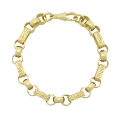 9ct Yellow Gold Gypsy Link Bracelet 8" 8.5mm