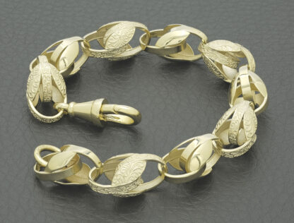 9ct Yellow Gold Tulip Bracelet 8" 10mm - Image 3