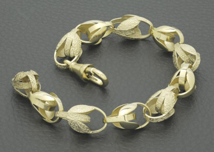 9ct Yellow Gold Tulip Bracelet 9" 10mm - Image 2