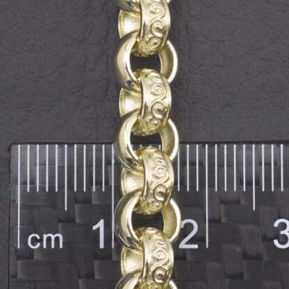 9ct Yellow Gold Patterned Belcher Bracelet 7" 7mm - Image 4