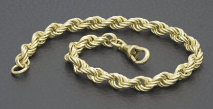 9ct Yellow Gold Rope Bracelet 8" 5.5mm - Image 4