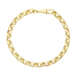 9ct Yellow Gold Patterned Belcher Bracelet 7&#8243; 6mm