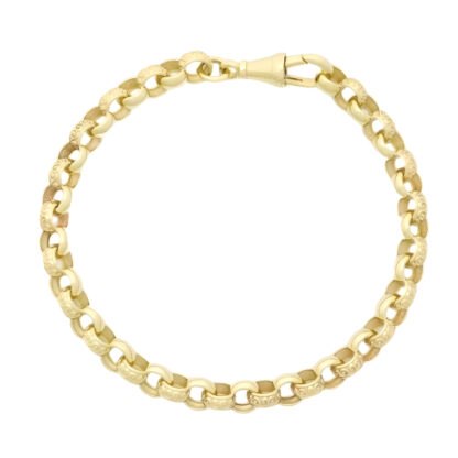 9ct Yellow Gold Patterned Belcher Bracelet 7" 6mm