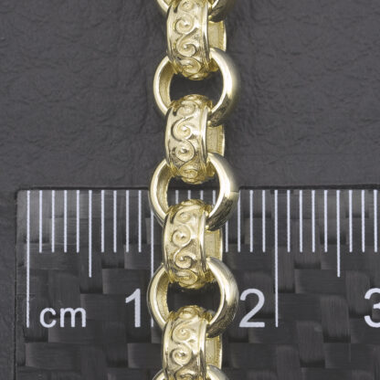 9ct Yellow Gold Patterned Belcher Bracelet 8" 7mm - Image 4