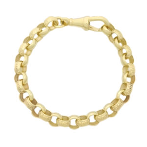 9ct Yellow Gold Patterned Belcher Bracelet 5&#8243; 6mm