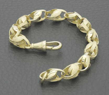 9ct Yellow Gold Tulip Bracelet 7" 7mm - Image 3