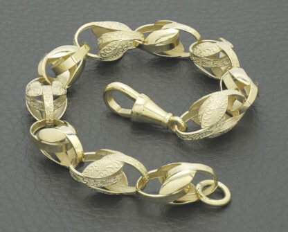 9ct Yellow Gold Tulip Bracelet 8" 10mm - Image 3