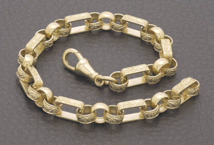 9ct Yellow Gold Gypsy Link Bracelet 8" 6.5mm - Image 2