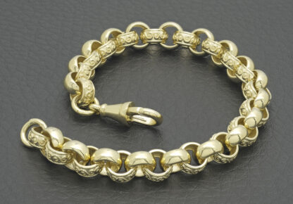 9ct Yellow Gold Patterned Belcher Bracelet 7.5" 7mm - Image 2