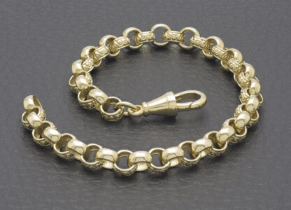 9ct Yellow Gold Patterned Belcher Bracelet 7.5" 6mm - Image 2