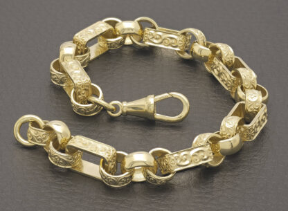 9ct Yellow Gold Gypsy Link Bracelet 9" 8.5mm - Image 3