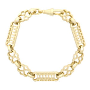 9ct Yellow Gold Stars And Bars Bracelet 7&#8243; 9mm