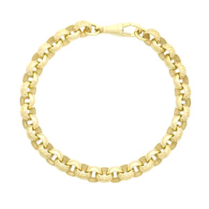 9ct Yellow Gold Patterned Belcher Bracelet 7.5&#8243; 7mm